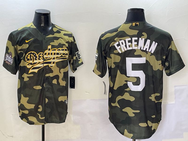 Men Los Angeles Dodgers 5 Freeman Camo Joint Name 2025 Nike MLB Jersey style 3